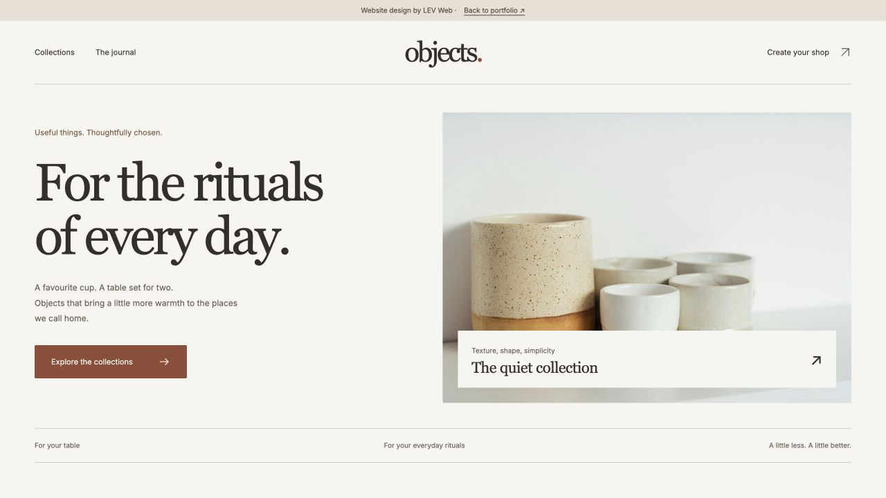 Designeksempel: Objects. Interiør og webshop.